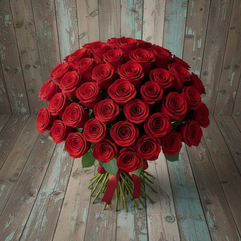 Букет 55 Красных роз Фридом в Звенигороде