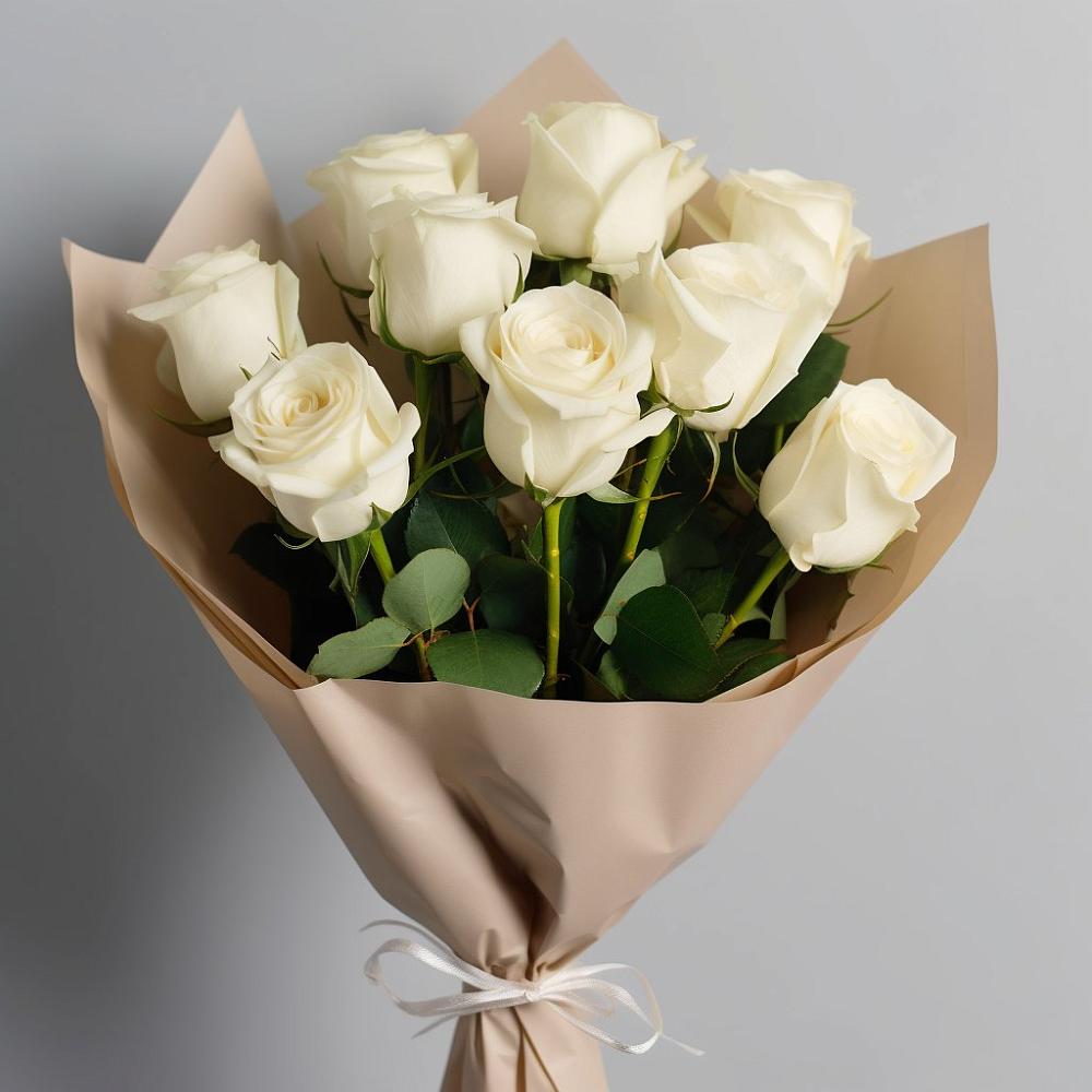 Букет 9 Белых роз Эдлесс Лав в Звенигороде