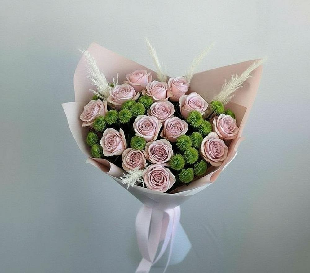 Букет цветов из: Розы и Хризантемы в Звенигороде