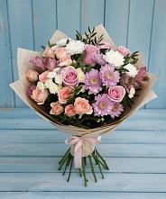 Букет цветов из:  Хризантемы, Розы и Альстромерии в Звенигороде