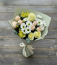 Букет цветов из:  Альстромерии, Розы и Хризантемы в Звенигороде